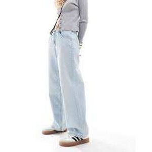 ASOS Design Light Wash High Rise Baggy Wide Leg Jeans 32 Tall